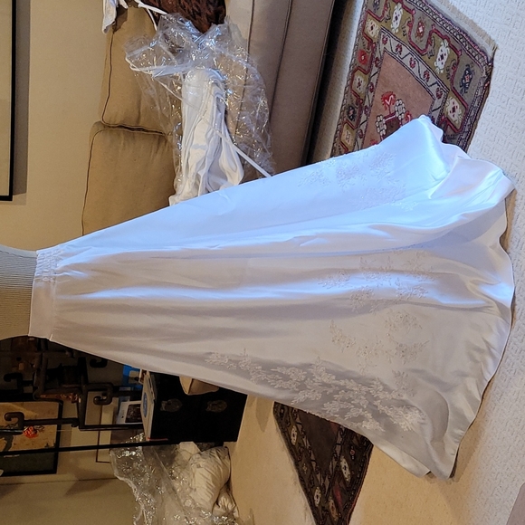 Wedding dress full chapel train 4 pcs beaded applique embroidery strapless - Picture 5 of 17